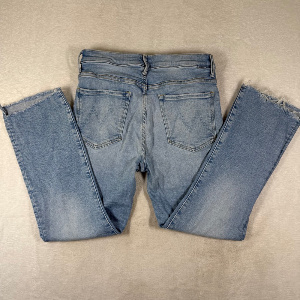 Mother The Insider Crop Step Fray Jeans 30‎ Light Blue High Rise Bootcut Denim